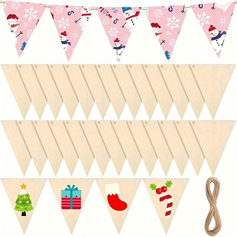DIY Wooden Pennants Unfinished for Crafts Weddings Birthdays Seasonal Holidays Christmas Halloween New Year
