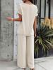 Women's Casual Fashion Solid Color Short Sleeve Long Pants Set