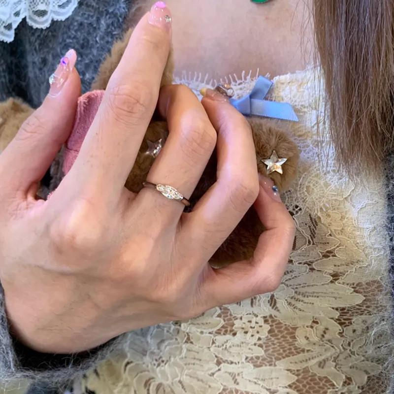 Exquisite Korean Style Geometric Open Ring Elegant Copper Diamond Ring For Women