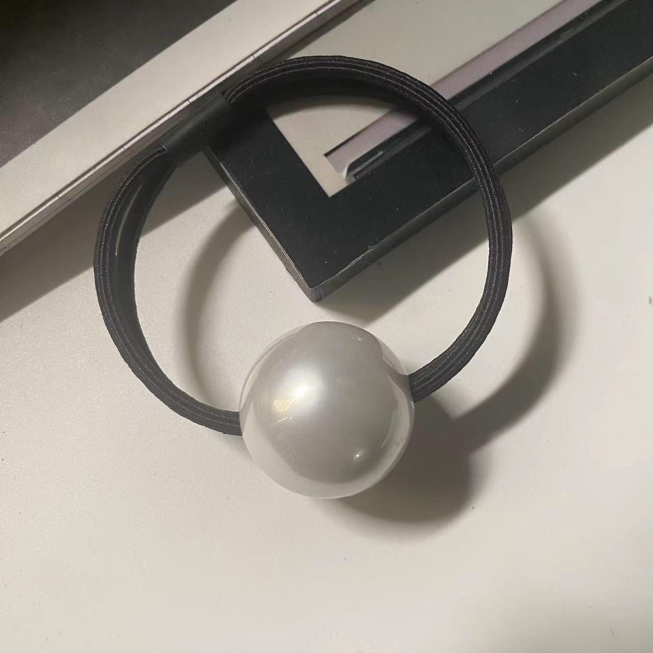 

Элегантная корейская большая жемчужина для волос – черная высококачественная резинка для хвостиков белый