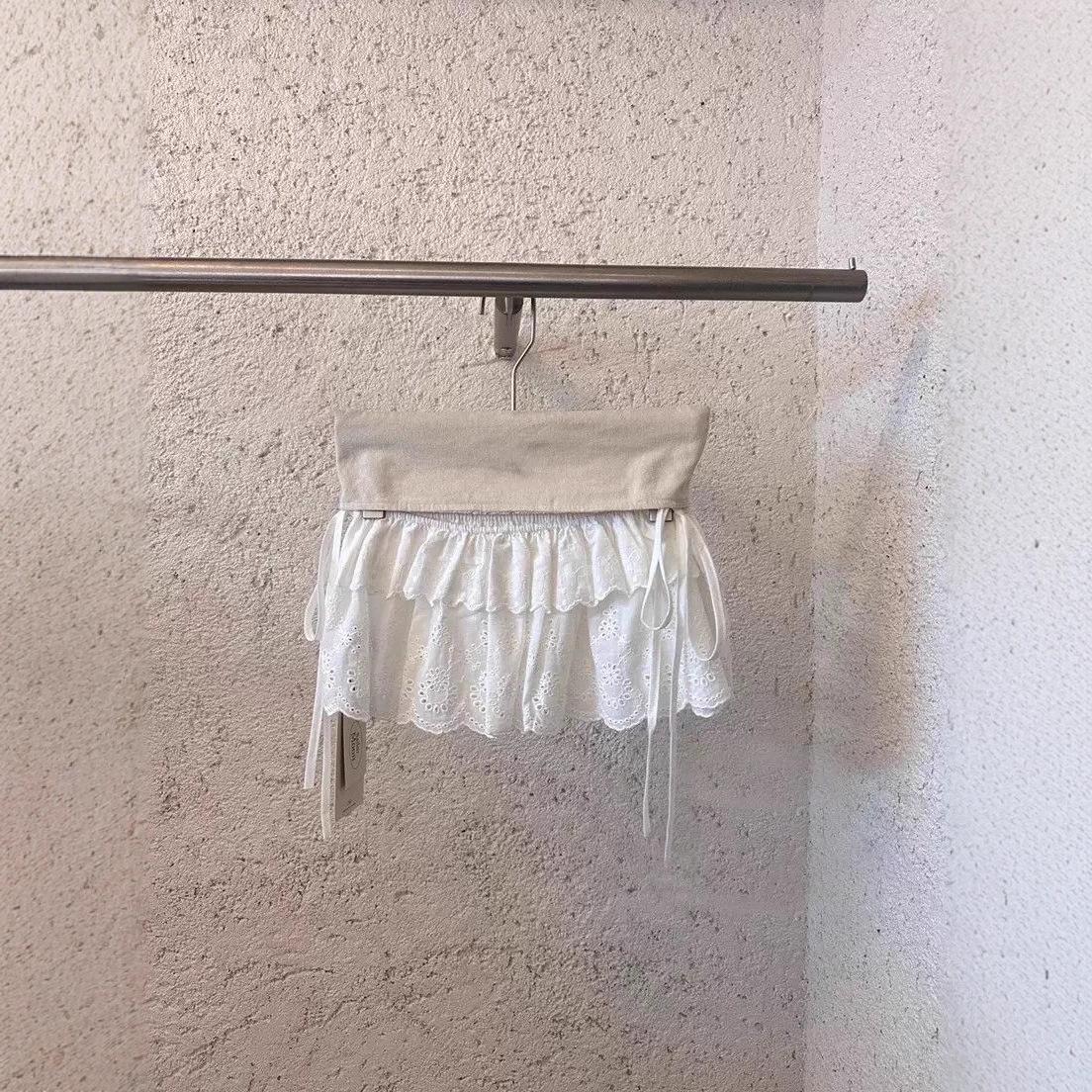White Embroidered Lace Ruffle Mini Skirt - Ballet Style One Size белый
