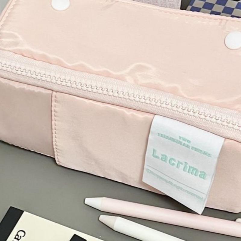 

Многослойный пенал большой вместимости для студентов, коробка для хранения канцелярских принадлежностей, пенал на молнии, школьные принадлежности розовый