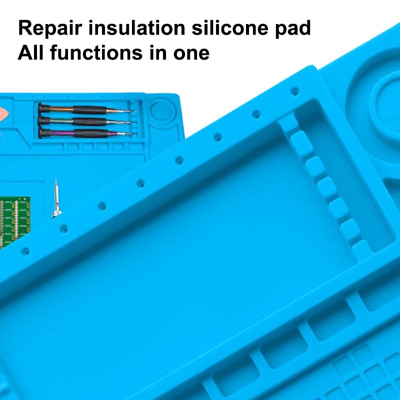 Magnetic Silicone Soldering Mat Heat Insulation Anti-Scratch Work Pad for DIY Phone Circuit Board Repair Use