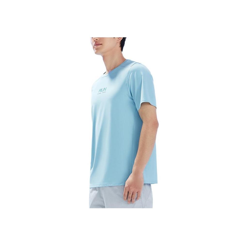 Anta Logo Printed Loose Round Neck Short Sleeve T-Shirt Men T-Shirts Sunny-Smoke-Blue 152325107-2