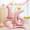 32 Inch Standing Crown Digital Aluminum Film Balloon Blue Pink Standing Digital Balloon Birthday Party Decoration Arrangement