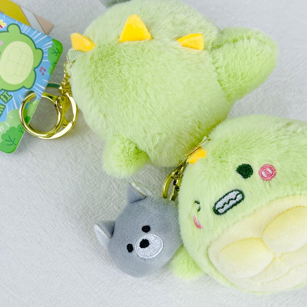 Cartoon Green Dinosaur Doll Pendant Green Dinosaur Dinosaur Wolf Plush Keyring Children