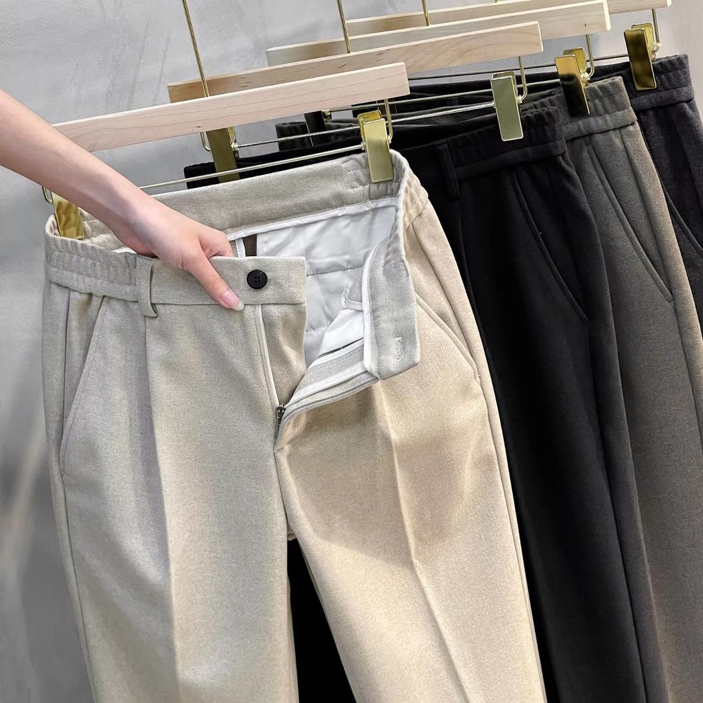 Suit Pants, Cropped Pants, Men's, Light Luxury Business, Slim Fit, Small Leg Pants, Stretch Waist, Casual Pants, Professional Men's Clothing