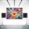Whimsical Heart Art Tapestry, Burst of Multicolored Hearts in an Impressionist Style, Joyful Modern Wall Art