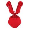 2025 Trendy Women's One-Piece Swimsuit Set with Bowknot Mesh Skirt - Solid Color