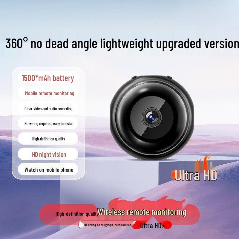Wireless 360° Home Camera with Mobile Monitoring & HD Night Vision, No Plug Needed