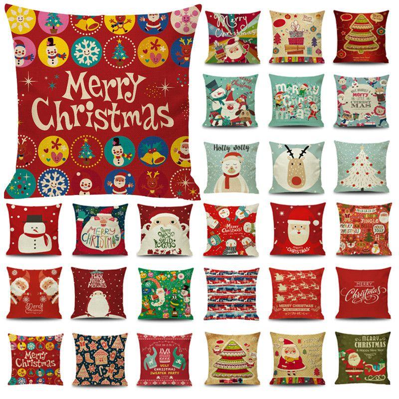 Festlicher Weihnachtskissenbezug mit Weihnachtsmann und Schneemann für gemütliche Heimdekoration