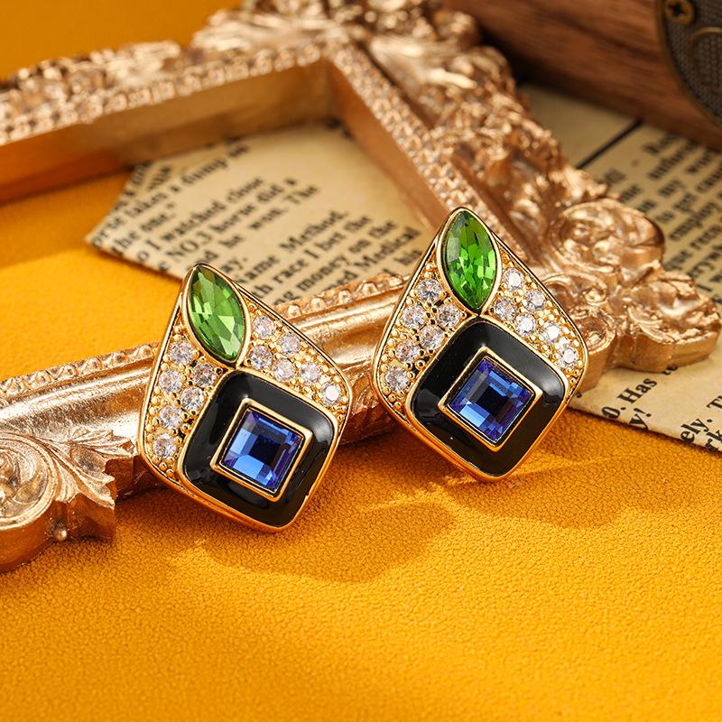 Jewelry  New Trend Retro Palace Style Glazed Earrings Women's Light Luxury Earrings Party Festival Gifts