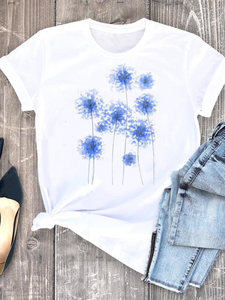 (Asian Size) Trend Style Short Sleeve T-shirts Lady Female Top Printed Fashion Clothing Women Graphic Casual T Shirt Tee