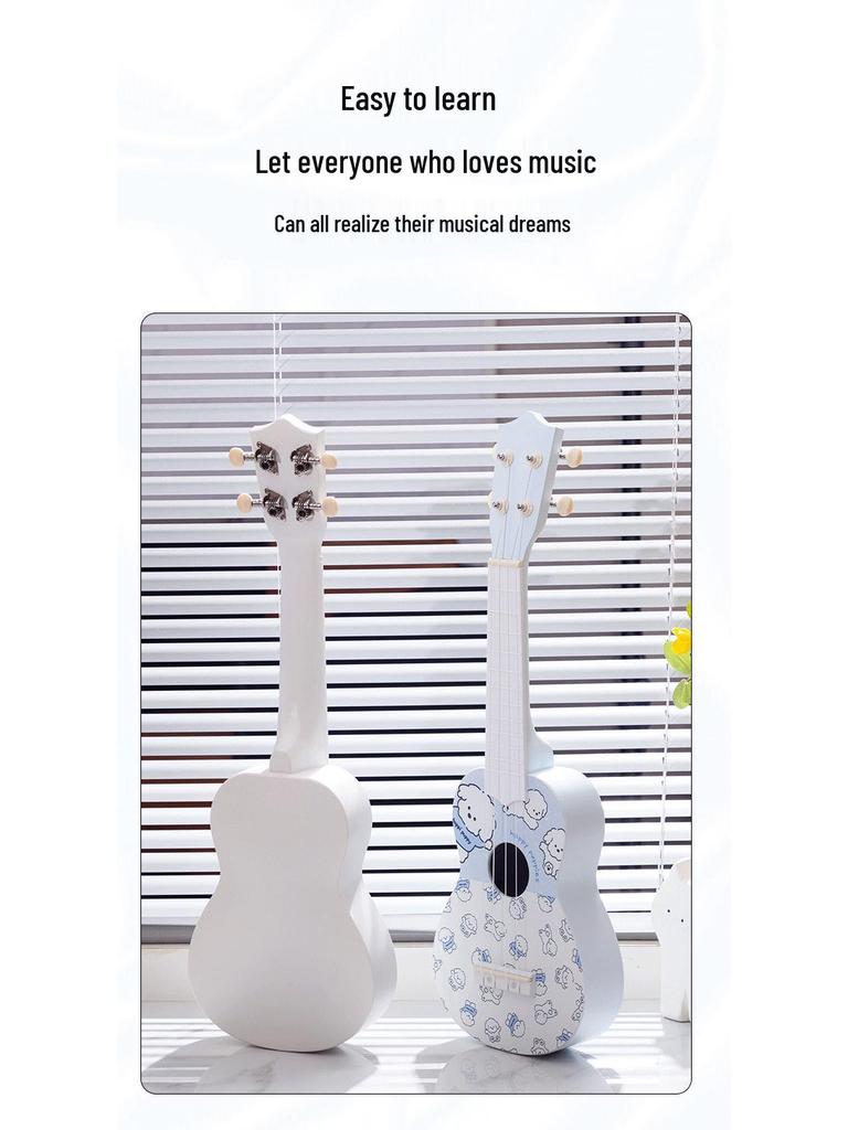 Charming Line Art Ukulele - Entry-Level Instrument for All Ages