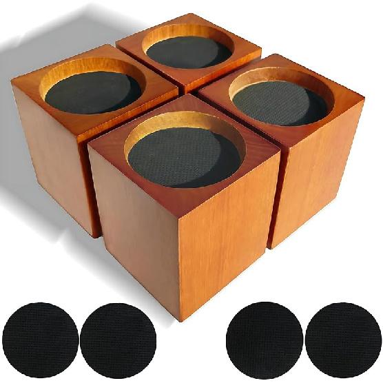 Wood Bed Furniture Risers 4 Inch Heavy Duty Risers, Supports up to 6,000 Lbs, for Sofa Couch Desk Chair Table Base Raising Space, Convenient Store