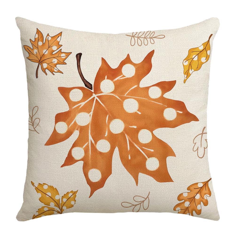 

Autumn New Product Pumpkin Maple Leaf Waist Pillow Simple Style Linen Home Decoration Sofa Bedside Pillow Case 45 * 45Cm (without core)