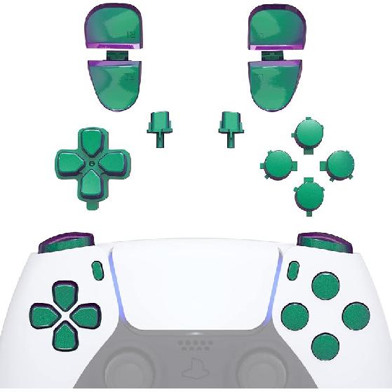eXtremeRate Replacement D-pad R1 L1 R2 L2 Triggers Share Options Face Buttons, Chrome Gold Full Set Buttons Compatible with ps5 Controller BDM-030