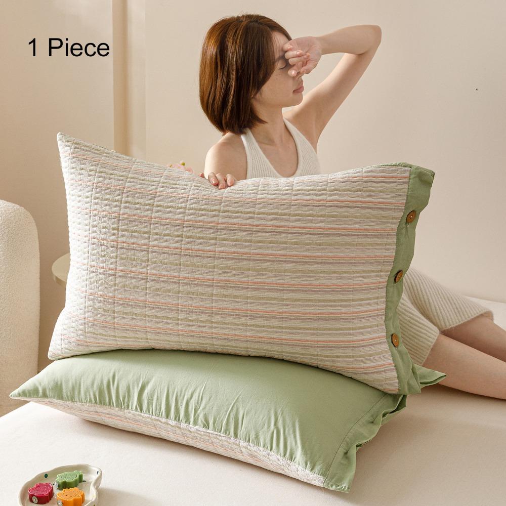 Rectangular Pillowslip Skin-friendly Pillow Cover Envelope-style Plaid Pillowcase  Dormitory Style F