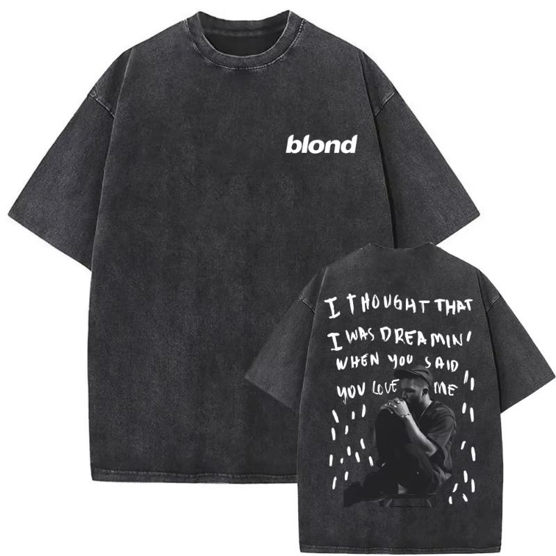 Washed Vintage Rapper Frank Oversized Tshirt Blond Graphic Tshirts Unisex Women Ocean Hip Hop T Shirt Unisexs Fashion Casual Tees