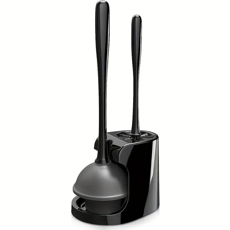 

2-in-1 Toilet Brush and Long-Handle Plunger Set - Rotating head Durable black plastic Freestanding Bathroom Cleaning Tool Kit Bathroom чёрный
