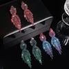 Luxurious European-American Rhinestone Rhombus Bridal Drop Earrings