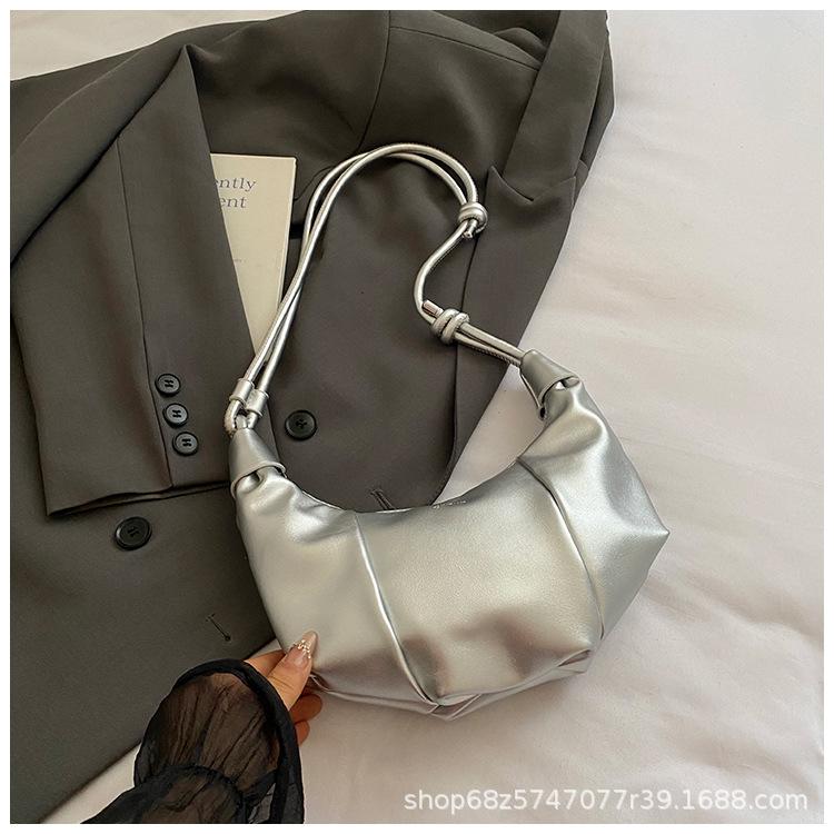 High-end dumpling bag women's 2025 summer new fashion pleated messenger bag Korean version niche single shoulder armpit bag