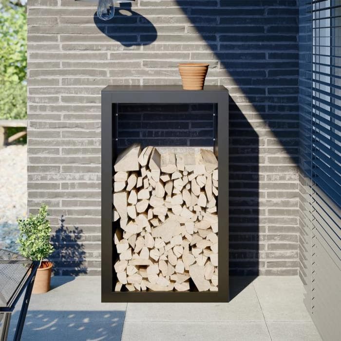 VidaXL Portant de bois de chauffage noir 60x40x100 cm acier, magasin de bûches, porte-bûches de cheminée, support de bûches, 850989