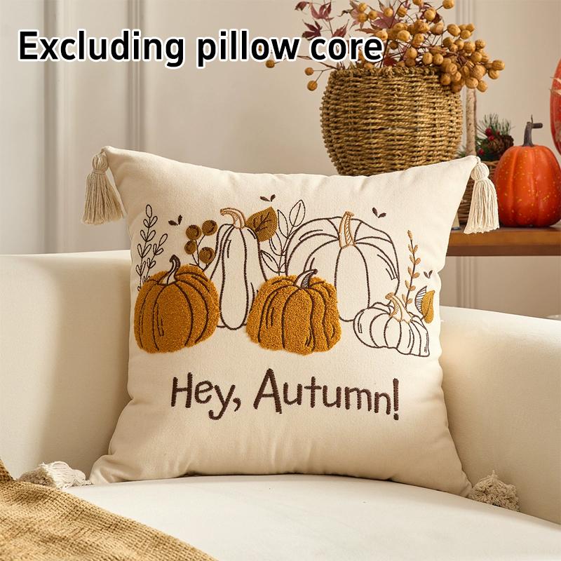 Festival Autumn Maple Leaf Pillow Pumpkin Embroidery Cushion Cover Modern Decoration Home Decoration Pillowcase Bedding