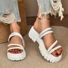 Fashion Summer Round Toe Open Back Strap Slip-On Wear Slipper Slides Women Plus Size Casual Slippers Thick Solid Color Women Sandals