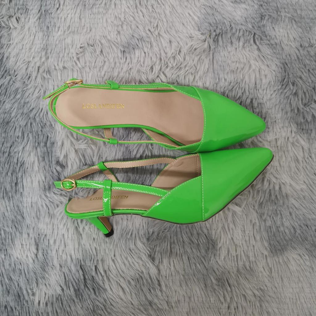 Women Sandals Summer Pointed Toes High Heels Sexy 5cm Low Heels Casual Back Strap Pumps Red Dance Wedding Shoes Large Size