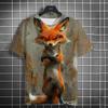 New Fashion Men's Casual T-shirt 3D Printing Fun Animal Print Short Sleeve Street Fashion Wolf Fox Print Round Neck Top