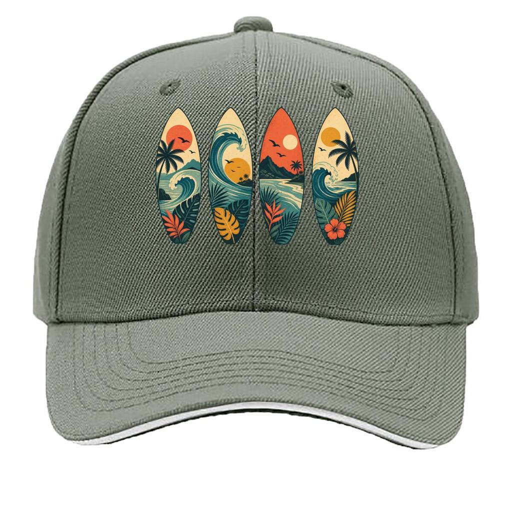 Retro Island Wave Silhouette Collect Sandwich Baseball Cap Sun Cap Outdoor Workouts Hat