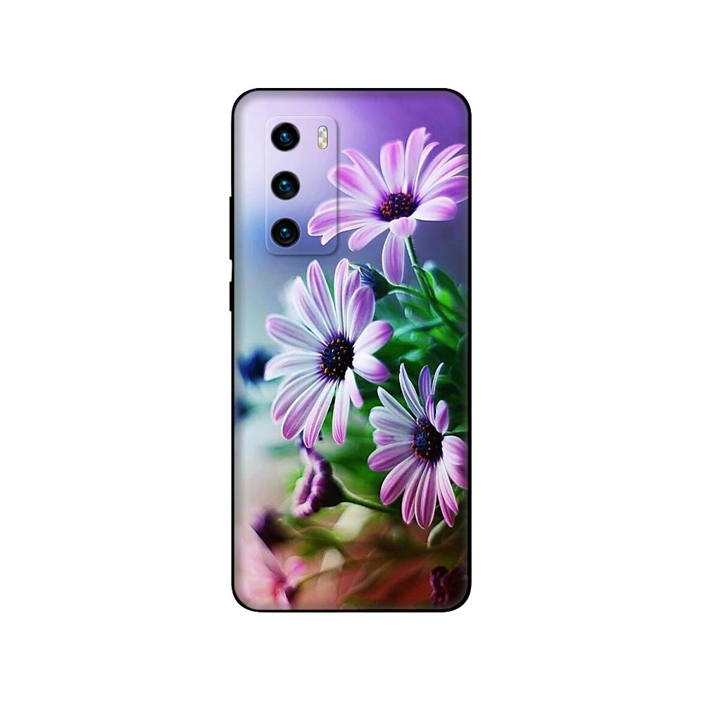 For Huawei P40 Case 6.1inch Soft Silicon Phone Back On Huawei P 40 Pro Cover Bumper Fundas Black Tpu Case Pink Anime Space Car