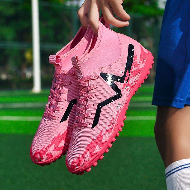 35-46 Kids Football Boots Rubber Soft Sole Short Nails Artificial Turf Leather Youth Kids Football Shoes Men's Sports Large Size Football Shoes