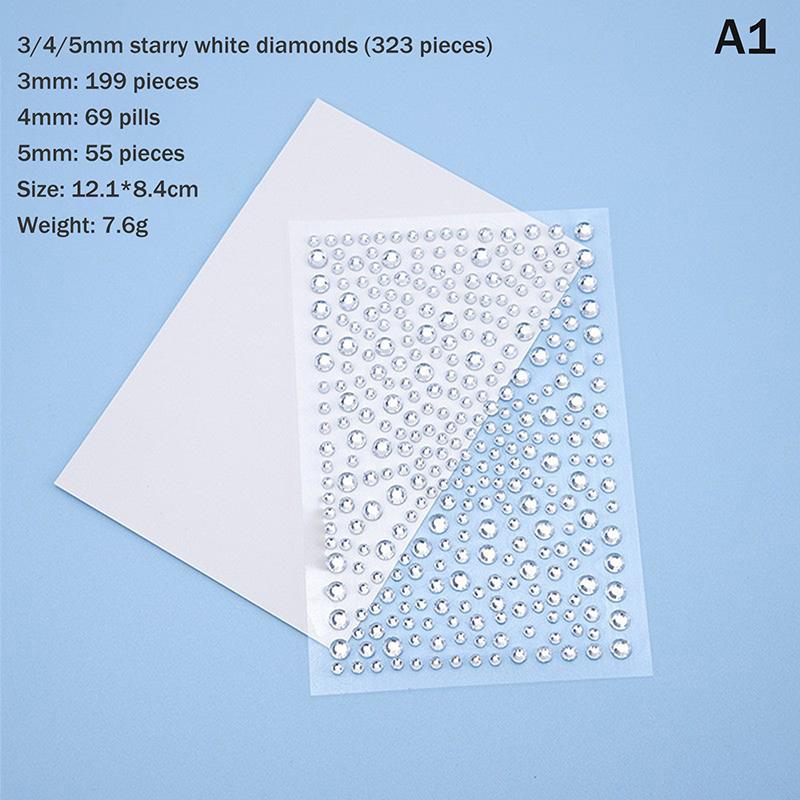 1 Sheet 3D Face Eye Party Makeup Tattoo Sticker Diamond  Sticker Self-Adhesive Mixed  Face Decoration Sticker