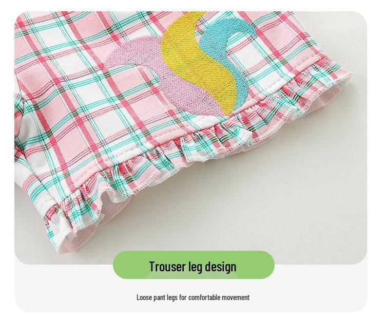 European Style Rainbow Unicorn Print Girls' Summer Shorts and Vest Set
