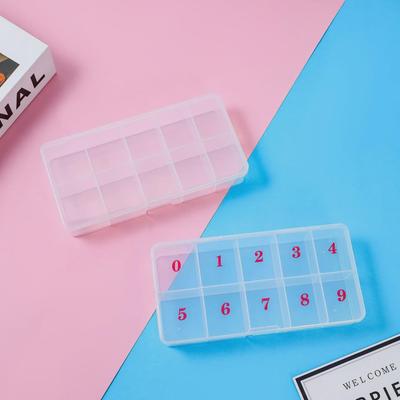 Yarı Saydam 10 Bölmeli 500 Adet için Nail Art Saklama Kutusu