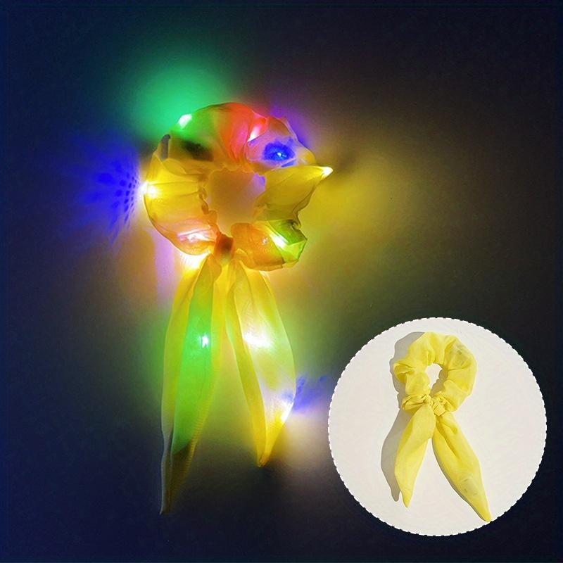 

1/5Pcs Light Up Scrunchies LED Scrunchies for Girls Neon Hair Scrunchie Colorful Elastic Hair Tie 3 Light Mode Glow in the Dark 1pcs жёлтый