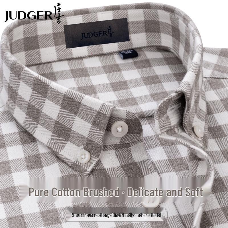 Men s Brushed Cotton Plaid Long Sleeve Shirt 175/92A