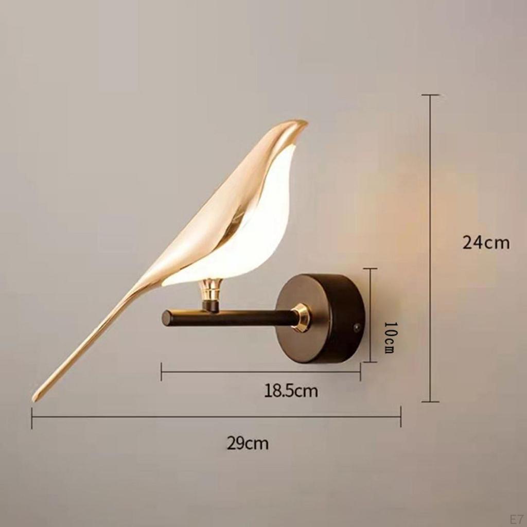 Bird Wall Lamp, Acrylic LED Bedside Modern Indoor Lighting, Adjustable Angle for Bedroom,
