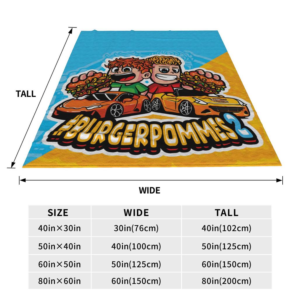 Flannel Throw Blanket LukasBS Burgerpommes Cartoon Warm Plush Blankets Soft Bedspread for Bed Living Room Home Picnic Couch
