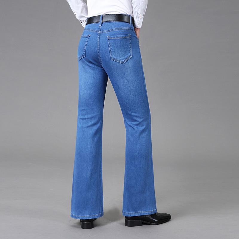 Men's Elastic Thin Flared Jeans Men's Mid-Rise Denim Flared Trousers