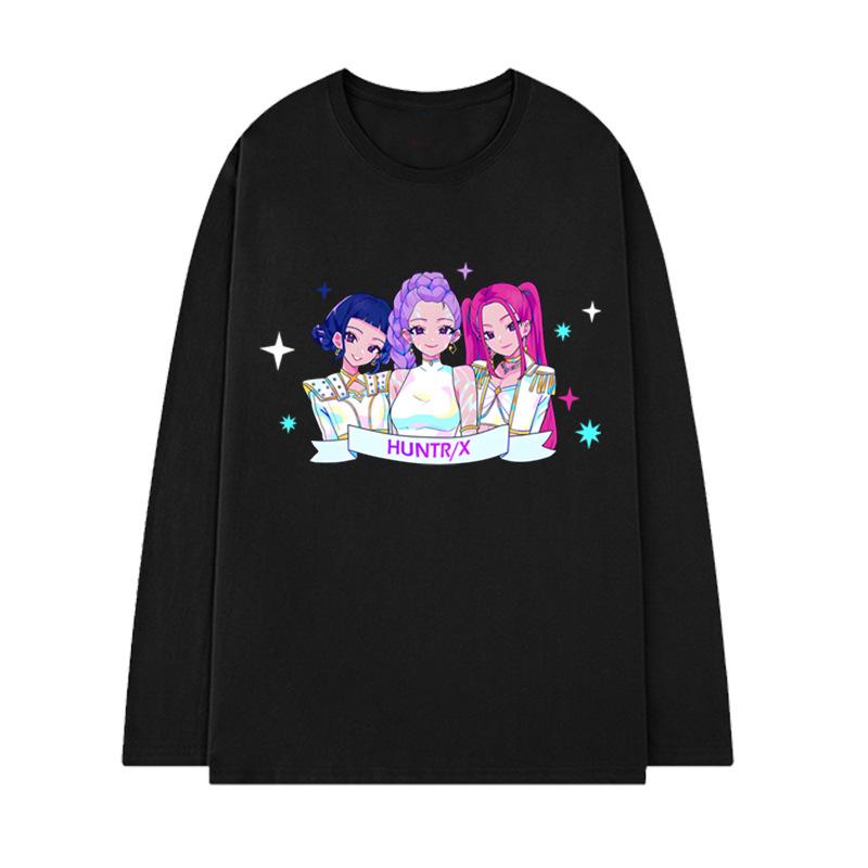 

K-pop Anime Cartoon Peripheral Print Unisex Loose Round Neck Fashionable Casual Autumn Winter Inside Outside Long Sleeved T-shirt 6XL
