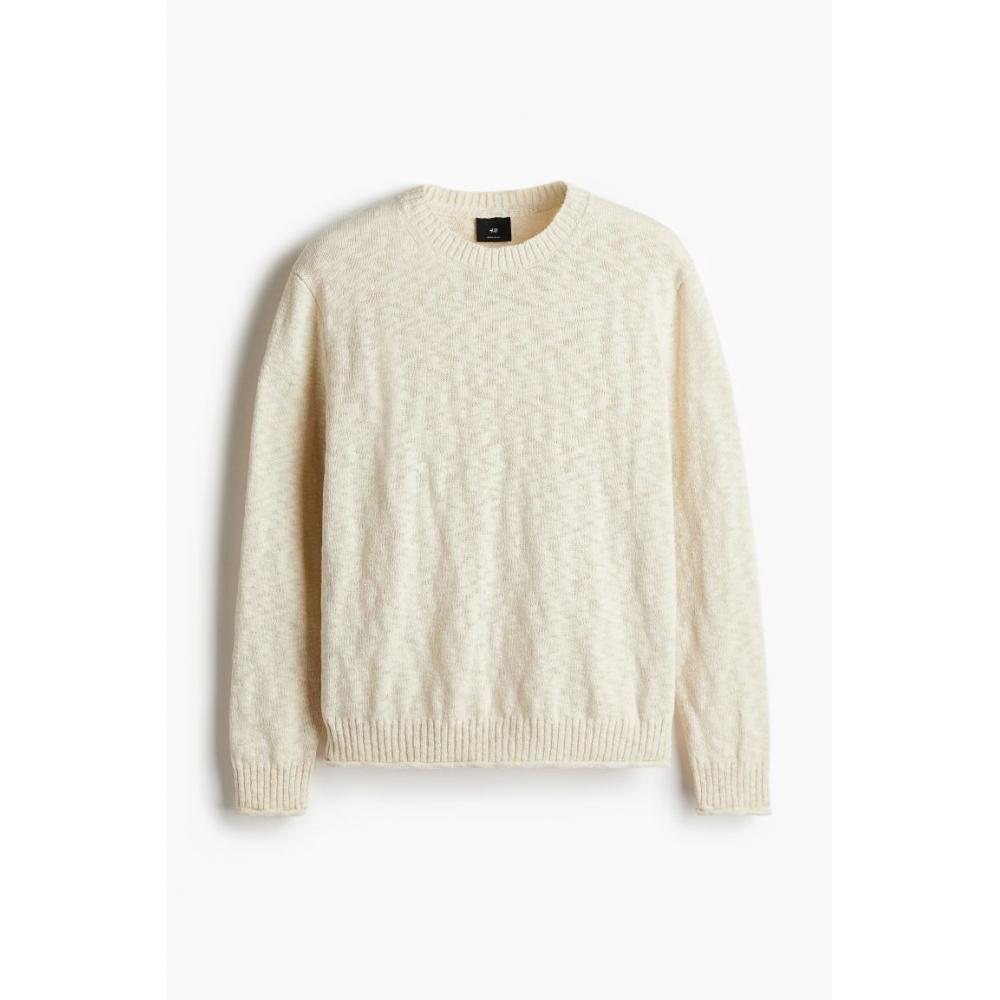 H M Roll Edge Sweater Regular Fit creaM