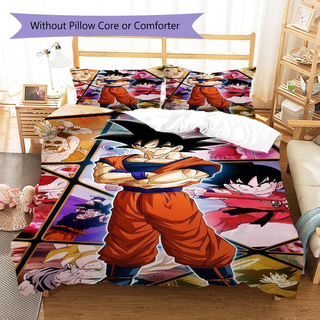 Biancheria da letto con motivo Son Goku, Set piumone Copripiumone Federa Regalo di compleanno per la casa (1 * copripiumino + 2 * federa, senza nucleo)