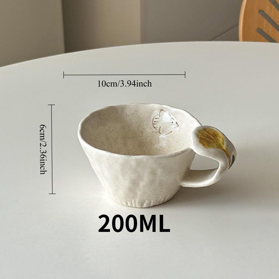 

Керамическая кружка ручной работы Винтажная Ручная роспись Подглазурь Птица Цветок Дизайн Кофе Латте Молоко Чашка Уникальный Керамический Подарок Арт Декор 200ml