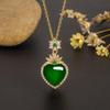 Heart-Shaped Agate and Jadeite Chalcedony Pendant Necklace: Elegant Luxury Design