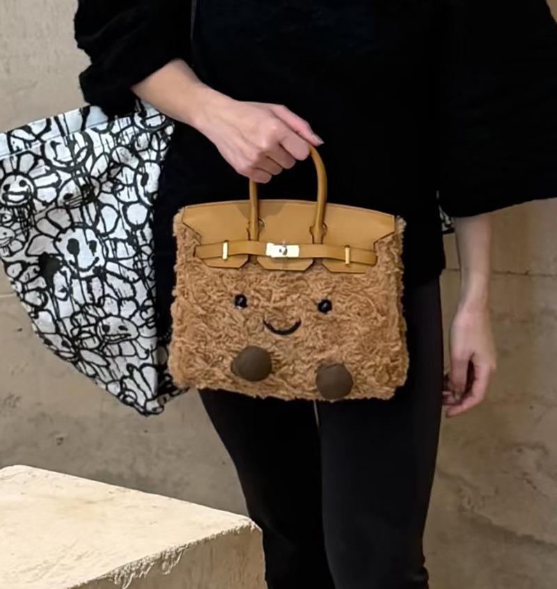 Нишевая сумка-сумка Jollycatlm: Милая плюшевая сумочка-эльф 25x17x14 cm