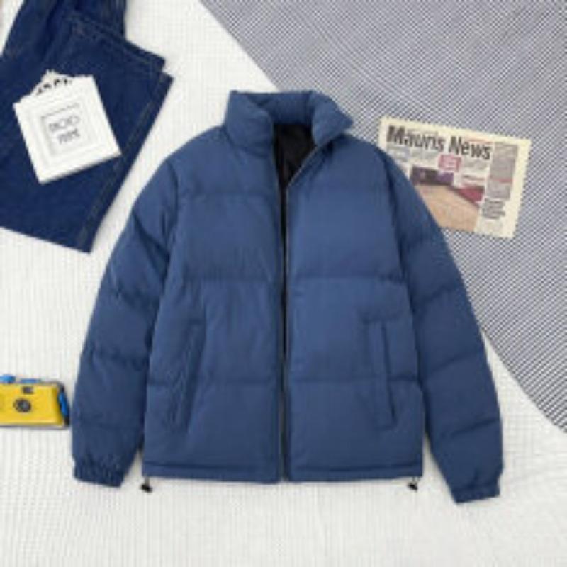 

New Autumn and Winter Short Cotton-padded Clothes, Men s Feather Jacket, Feather Jacket, Stand-up Collar, Windproof and Warm Cotton-padded Jacket S темно-синий