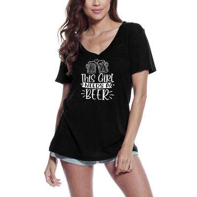 Women's T-Shirt This Girl Needs a Beer - Funny Short Sleeve Tee Shirt